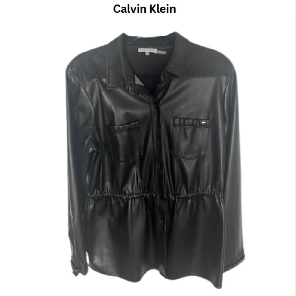 Calvin Klein Women's Jacket | Leather Like | Black | Size Large